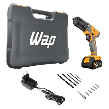 Furadeira e Parafusadeira Wap a Bateria 12V 3/8" com Maleta e Acessórios