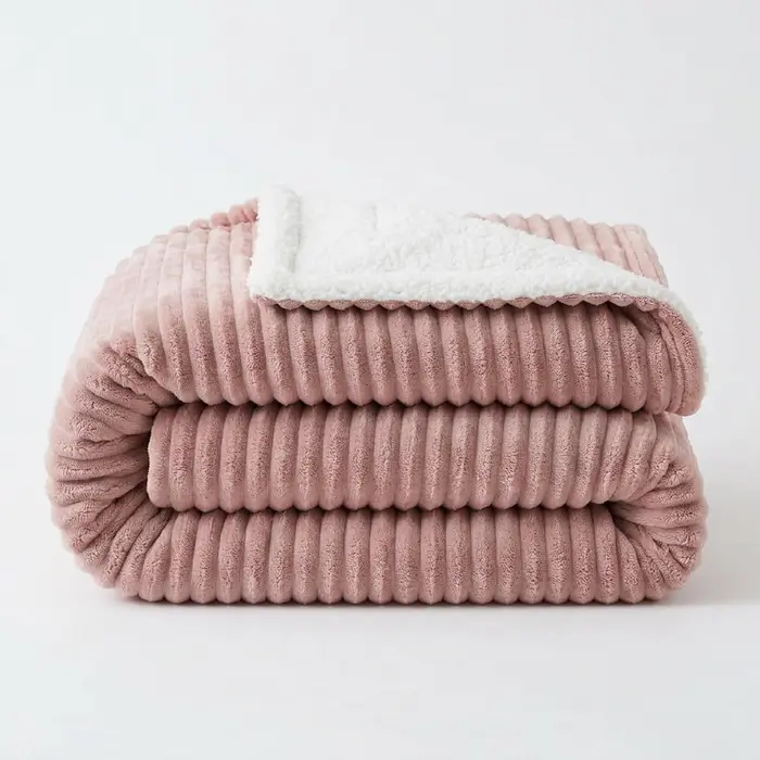 Coberdrom Manta Queen Sherpa Canelado Térmico 2,20x2,40m Casa Dona - Rose