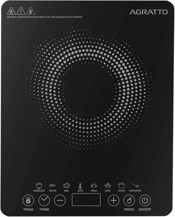 Agratto Cooktop Indução ACKI01I-02 Preto 1 Boca 2000W 220V