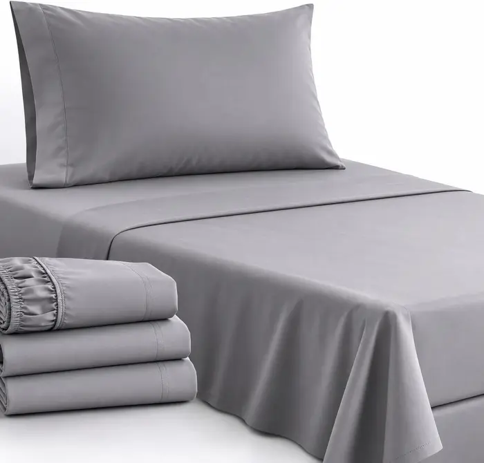 Jogo de Cama Percal 600 Fios Algodão com Elástico Premium - Cinza - Solteiro