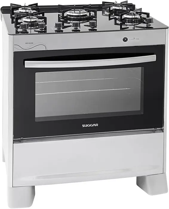 Fogão Suggar Neo Glass Prata 5 Bocas Mesa de Vidro FGVNG510PRIX