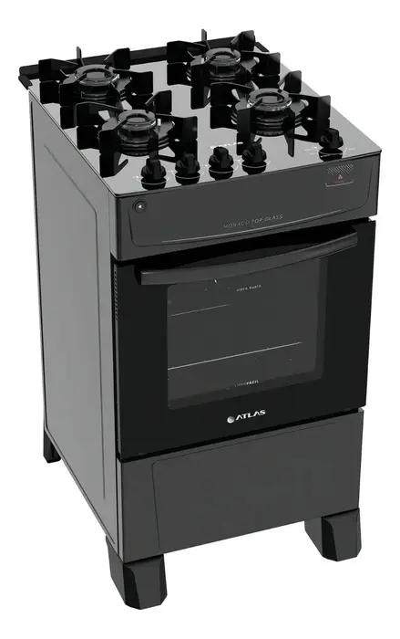 Fogão Atlas Mônaco Top Glass 4 Bocas - Mesa de Vidro Bivolt 110V/220V