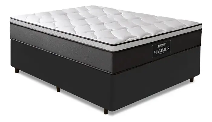 Cama Box Casal Gazin Maximus Molas Ensacadas 138x188cm - Cinza