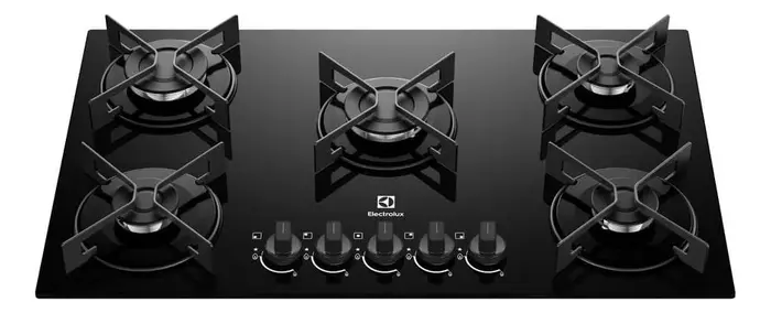 Cooktop a Gás Electrolux 5 Bocas Mesa de Vidro Efficient Aço Fosco