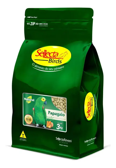 Sellecta Papagaio Natural 3kg - Alimento Extrusado para Psitacídeos