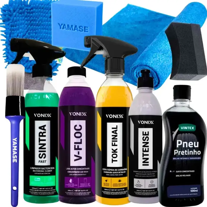 Kit Lavagem Vonix - Shampoo, Cera, Multi Limpador e Acessórios