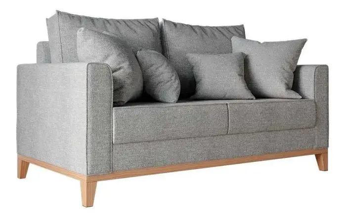 Sofá Beny 2 Lugares Linho Cotton Cinza
