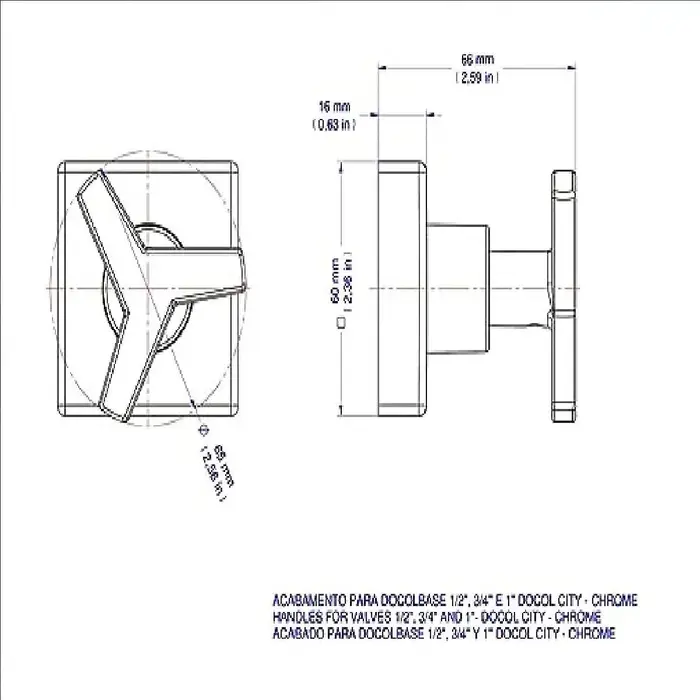 Acabamento de registro cromado Docol 1/2", 3/4" e 1" - Modelo 00877106