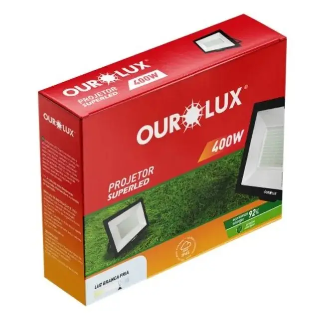 Projetor LED Ourolux Slim 400W Preto 6500K