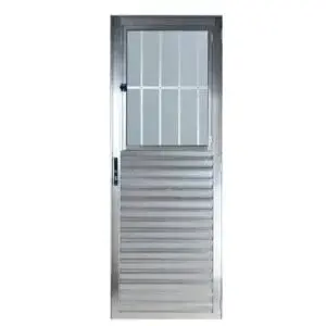 Porta Postigo Alumínio Brilhante Vidro Liso 210x80cm Esquadritop