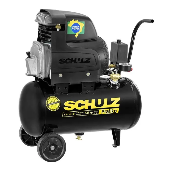 Motocompressor CSI 20L 6,6 pés 120LBS 1,5HP Pratiko Schulz