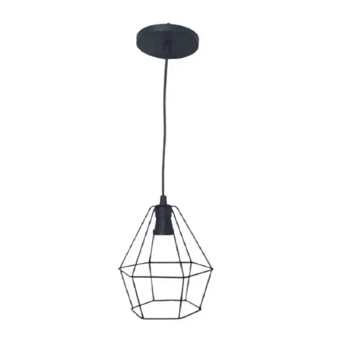 Pendente Diamante Aramado em Metal para 1 Lâmpada E27 Art Line