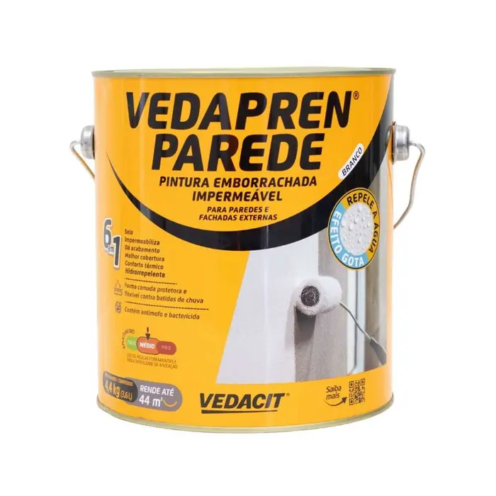 Tinta Acrílica Impermeável Vedapren Parede Branco 3,6L Vedacit