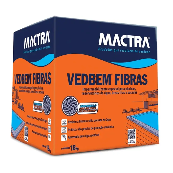 Argamassa Polimérica Elástica Bicomponente Vedbem Fibras 18Kg Mactra