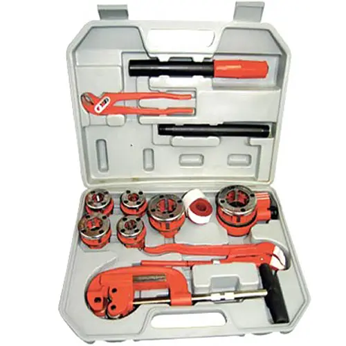 Rosqueador manual BSPT catracado 1/4 a 1.1/4 com 13 peças