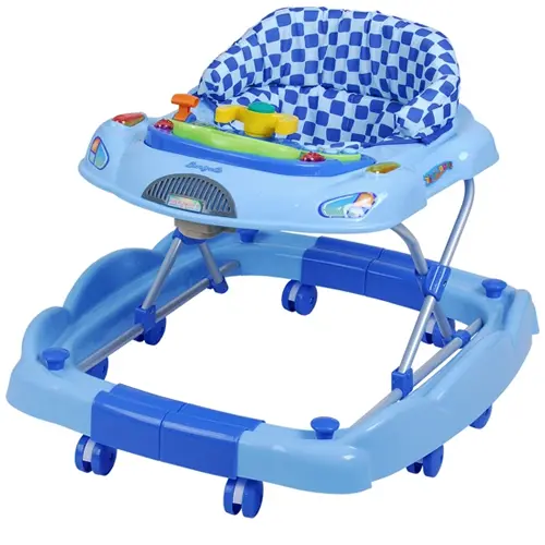 Andador Baby Coupé Azul Oito rodízios com Encosto Acolchoado