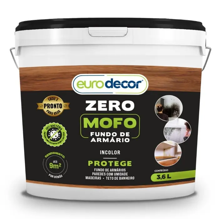 Zero Mofo Incolor Fundo de Armário, Madeiras, Concreto, Pedras e Resinados 3,6 Kg EURODECOR-04.01.03.0009