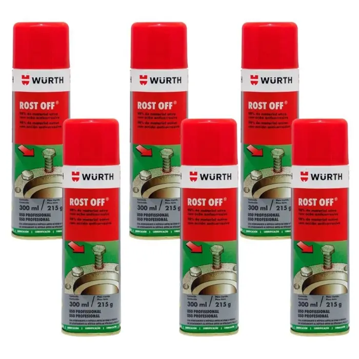 Kit 6 Desengripantes em Spray Rost Off 300ml WURTH-K9337