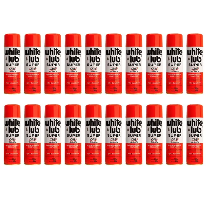 Kit com 20 Desengripantes Spray White Lub Super 300ml ORBI-K2292