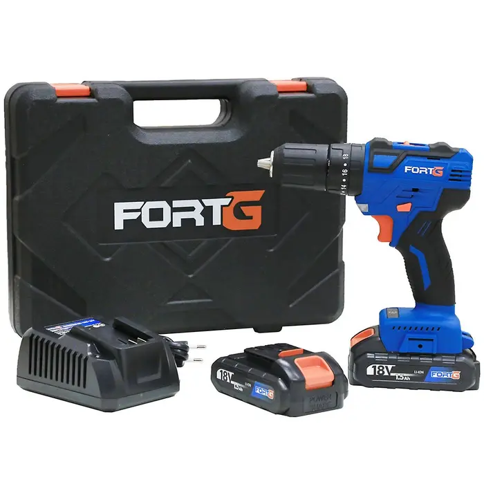 Jogo Parafusadeira Furadeira 1/2pol. Brushless de Impacto com 2 Baterias 18V Maleta e Carregador Rápido FORTGPRO-FG3006X