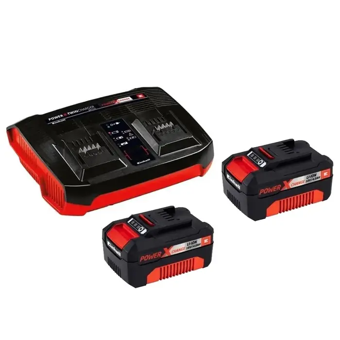 Kit 2 Baterias Íons de Lítio Power X-Change 18V 4,0Ah com Carregador Duplo Bivolt EINHELL-45.120.94