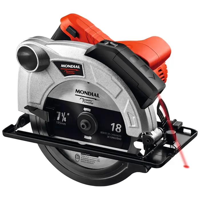 Serra Circular 7.1/4 Pol. 185mm 1500W 220V com Disco de Corte e Guia Laser MONDIAL-FSC-03