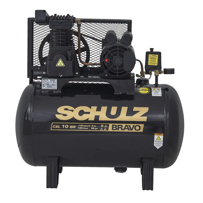 Compressor de Ar Alternativo Pistão Schulz 100L 2HP Bivolt CSL 10BR/100 Bravo