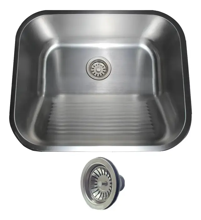 Tanque Lavanderia 55x45 Com Acessórios Aço Inox Escovado
