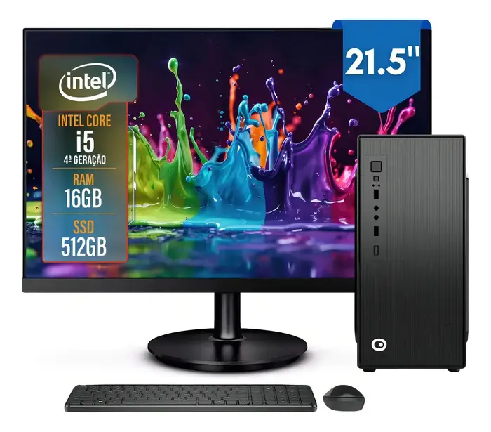 Computador Completo 2Eletro Top Intel Core i5, 16GB RAM, SSD 512GB, Bivolt, Monitor 21.5eamp;quot; Full HD - CD2E-0123TO