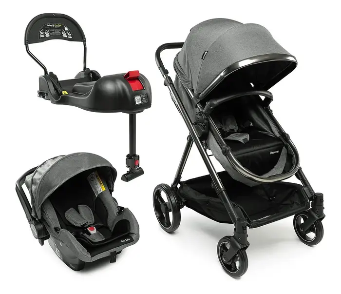 Carrinho Travel System Safety 1st, Discover Trio, com Isofix, 0 a 15kg, Grey Chrome